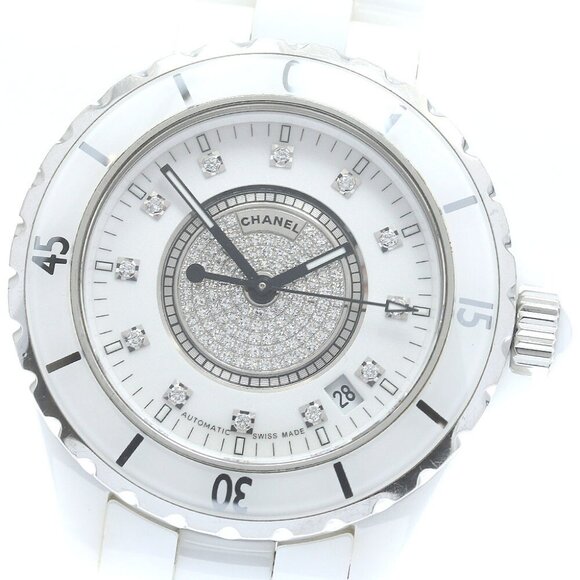 CHANEL J12 H1759 1.5"" White Ceramic Center Diamond Automatic Men's Watch - Picture 11 of 11